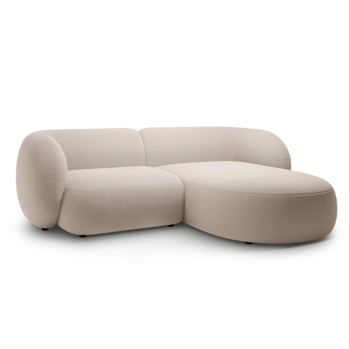 Kate Ecksofa Rechts mit Bezug aus Samt (Salvador 1) in Beige, 255x176 cm – Bild 2