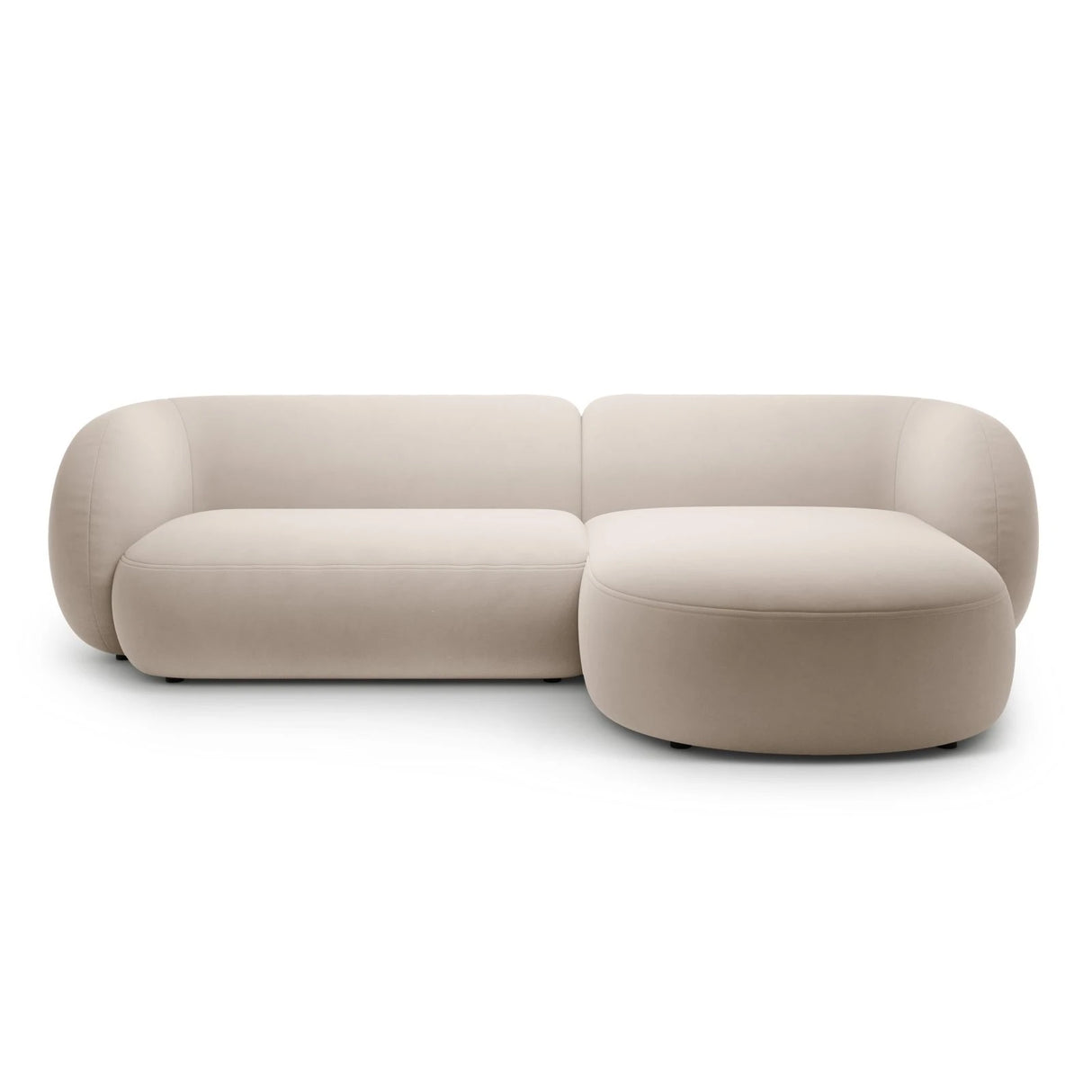 Kate Ecksofa Rechts mit Bezug aus Samt (Salvador 1) in Beige, 285x176 cm – Bild 1