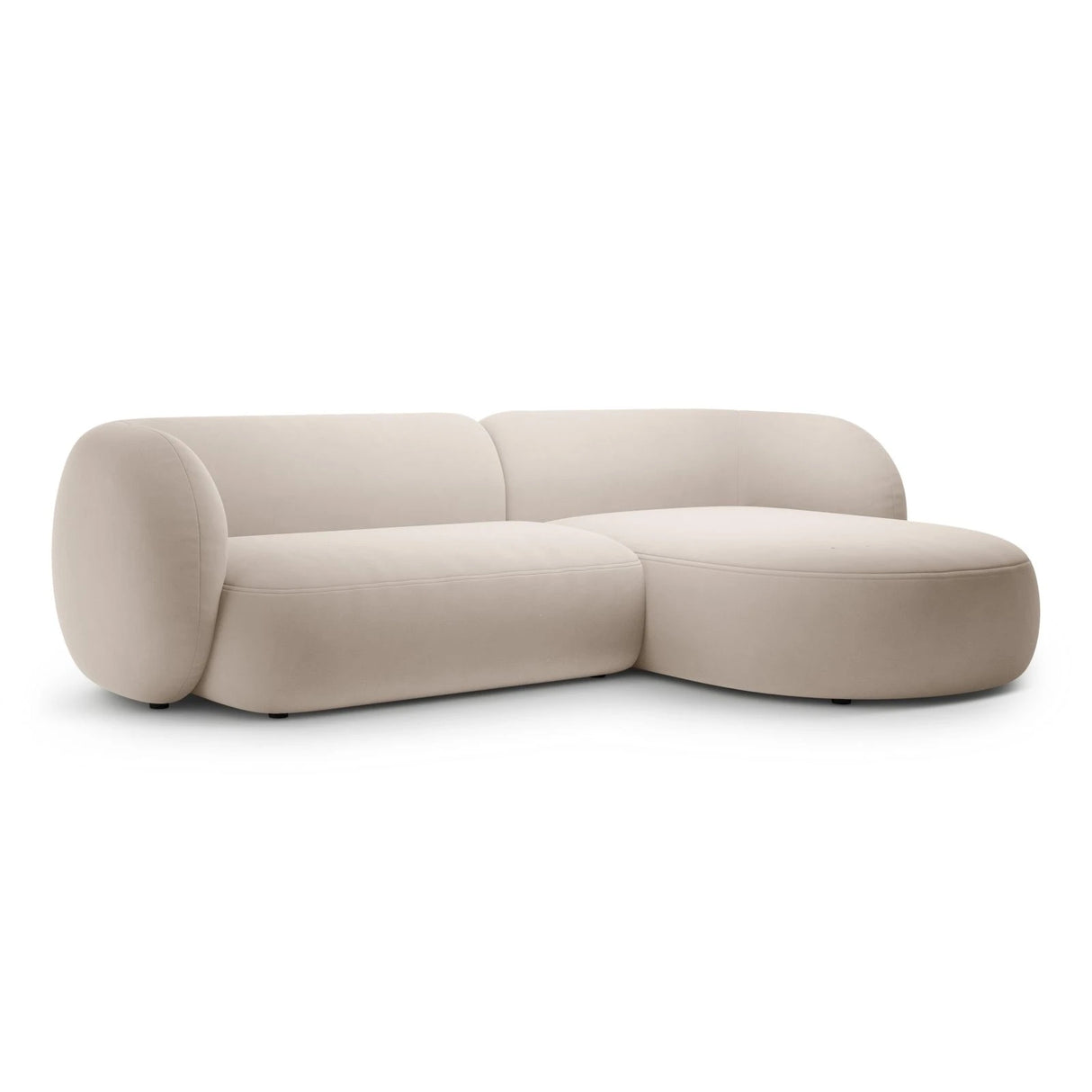 Kate Ecksofa Rechts mit Bezug aus Samt (Salvador 1) in Beige, 285x176 cm – Bild 2