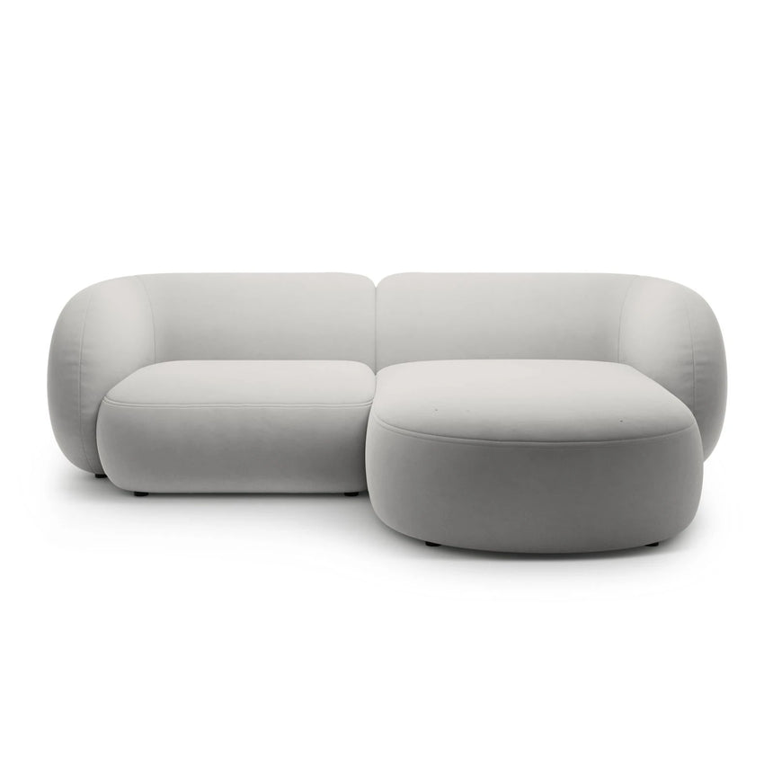 Kate Ecksofa Rechts mit Bezug aus Samt (Salvador 16) in Hellgrau, 255x176 cm – Bild 1