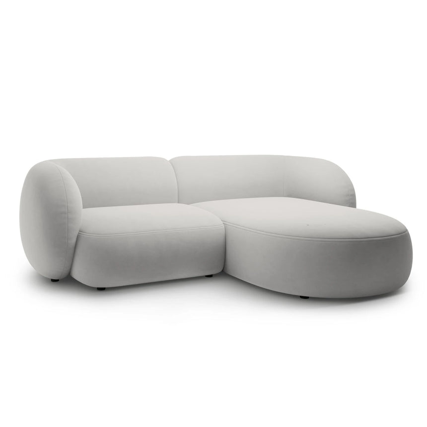 Kate Ecksofa Rechts mit Bezug aus Samt (Salvador 16) in Hellgrau, 255x176 cm – Bild 2