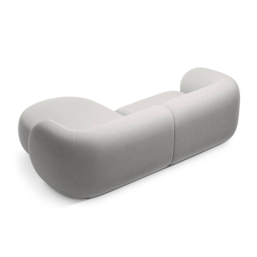 Kate Ecksofa Rechts mit Bezug aus Samt (Salvador 16) in Hellgrau, 255x176 cm – Bild 3