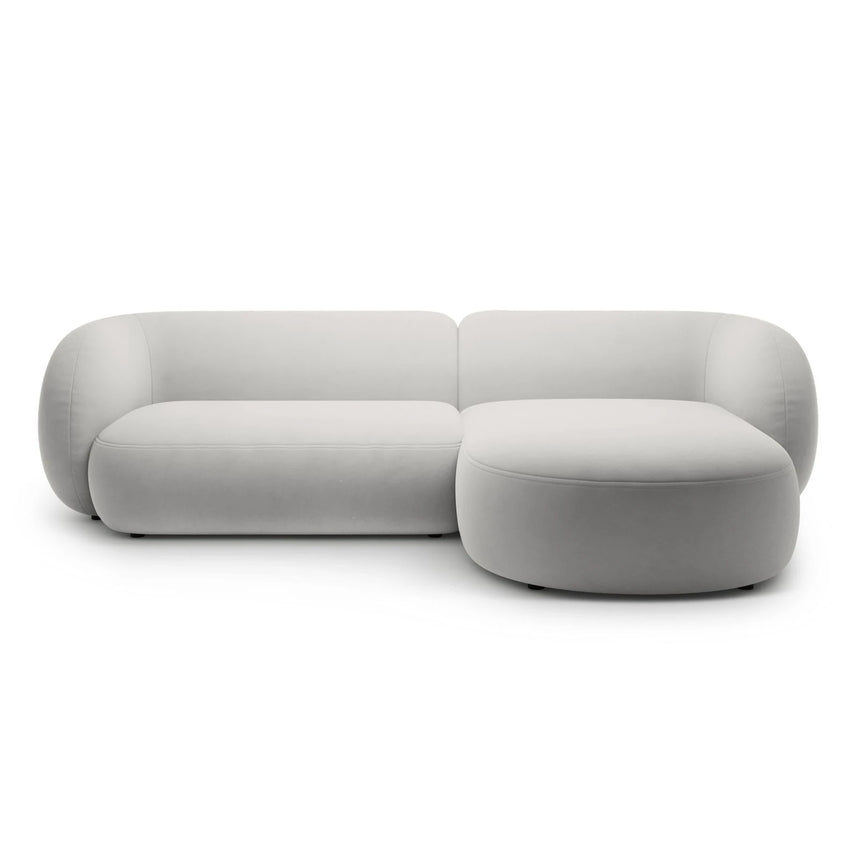 Kate Ecksofa Rechts mit Bezug aus Samt (Salvador 16) in Hellgrau, 285x176 cm – Bild 1