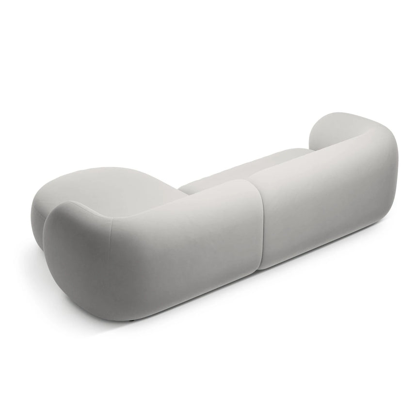 Kate Ecksofa Rechts mit Bezug aus Samt (Salvador 16) in Hellgrau, 285x176 cm – Bild 3
