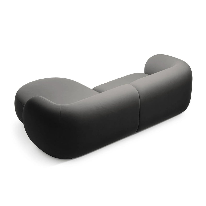 Kate Ecksofa Rechts mit Bezug aus Samt (Salvador 18) in Dunkelgrau, 255x176 cm – Bild 3