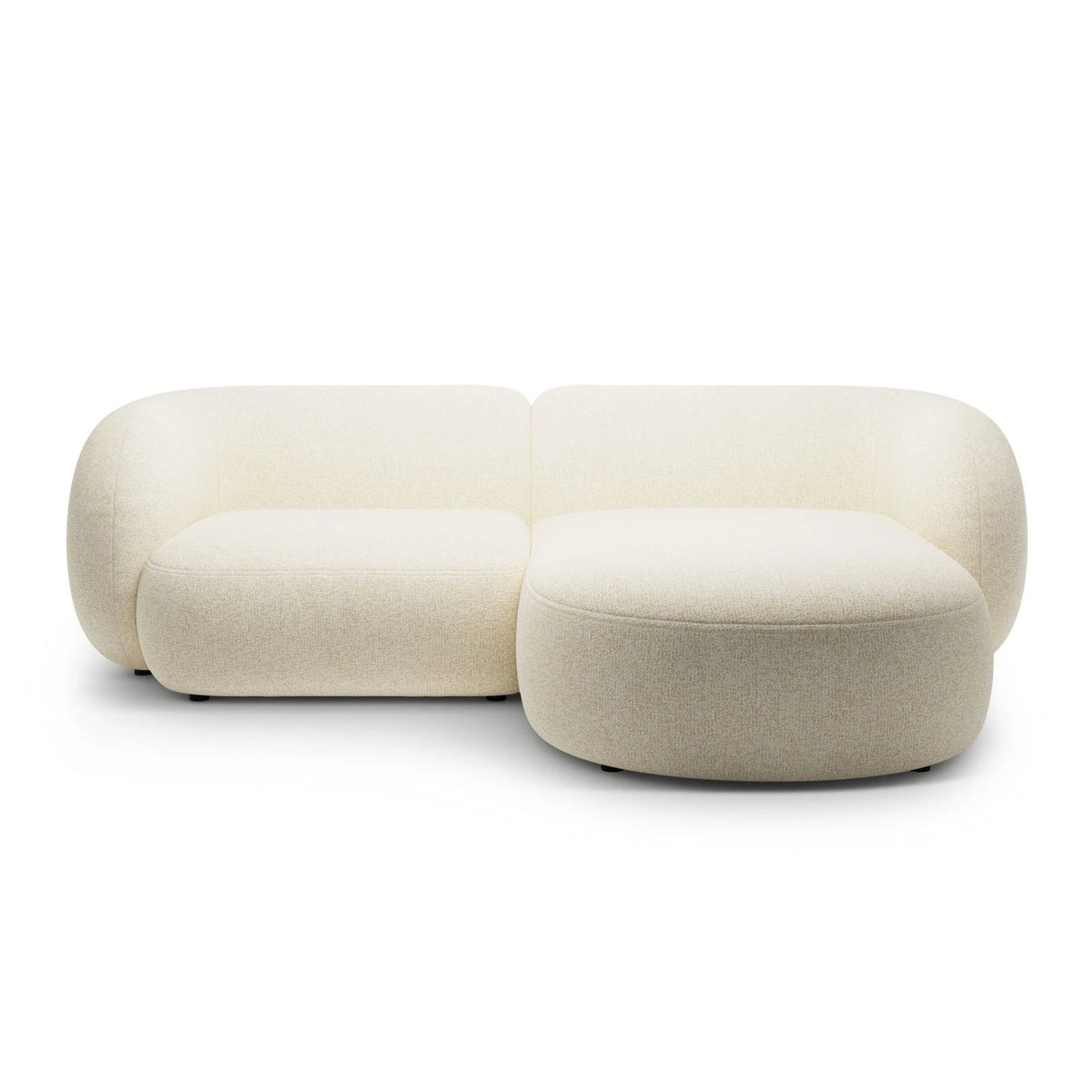 Kate Ecksofa Rechts mit Bezug aus Strukturierter Stoff (Puente 03) in Hellbeige melange, 255x176 cm – Bild 1