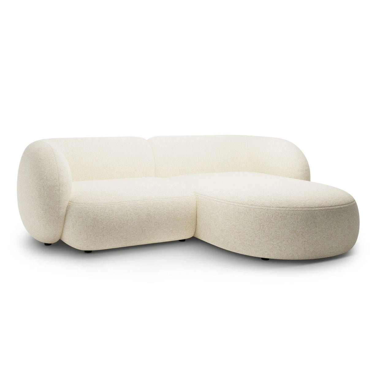 Kate Ecksofa Rechts mit Bezug aus Strukturierter Stoff (Puente 03) in Hellbeige melange, 255x176 cm – Bild 2