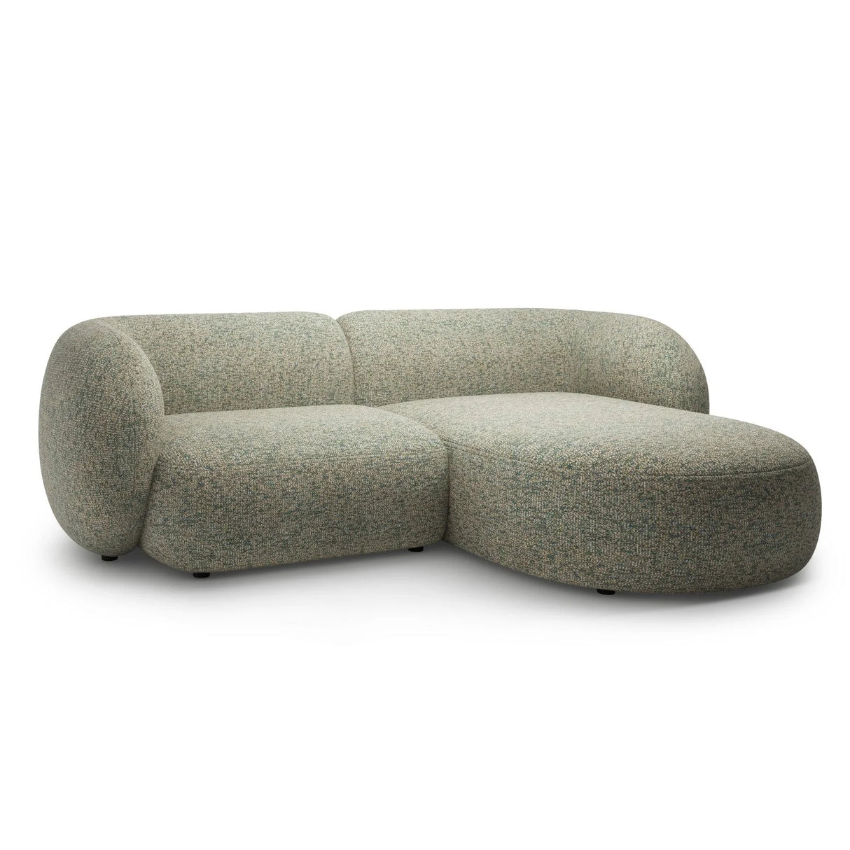 Kate Ecksofa Rechts mit Bezug aus Strukturierter Stoff (Puente 33) in Moss Green Melange, 255x176 cm – Bild 2
