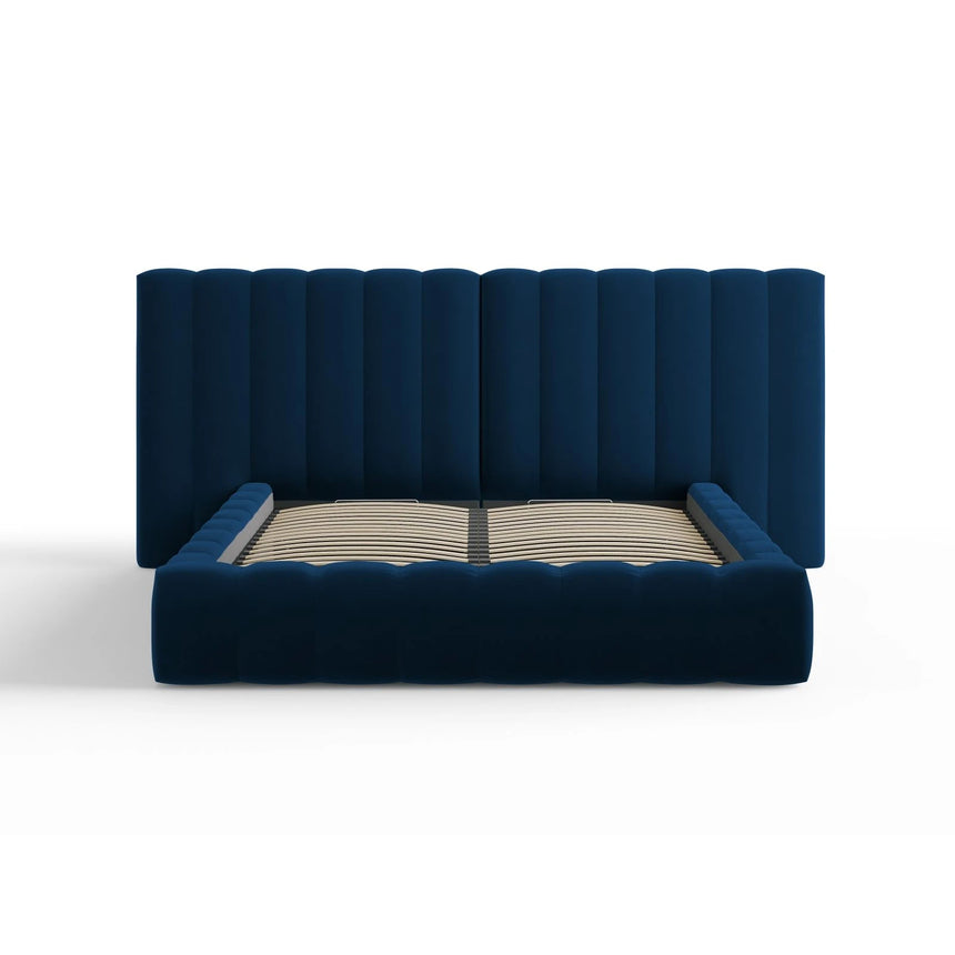 Kelp Bett mit Stauraum und Doppelkopfteil in Samt (Blu86) in Königsblau, 200x200 cm – Bild 3