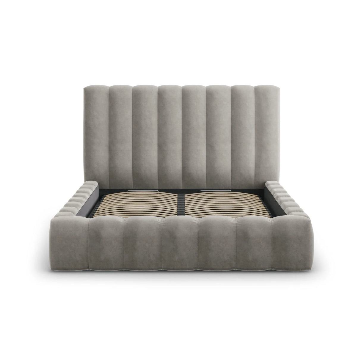 Kelp Bett mit Stauraum und Kopfteil in Samt (Blu13) in Hellgrau, 160x200 cm – Bild 5