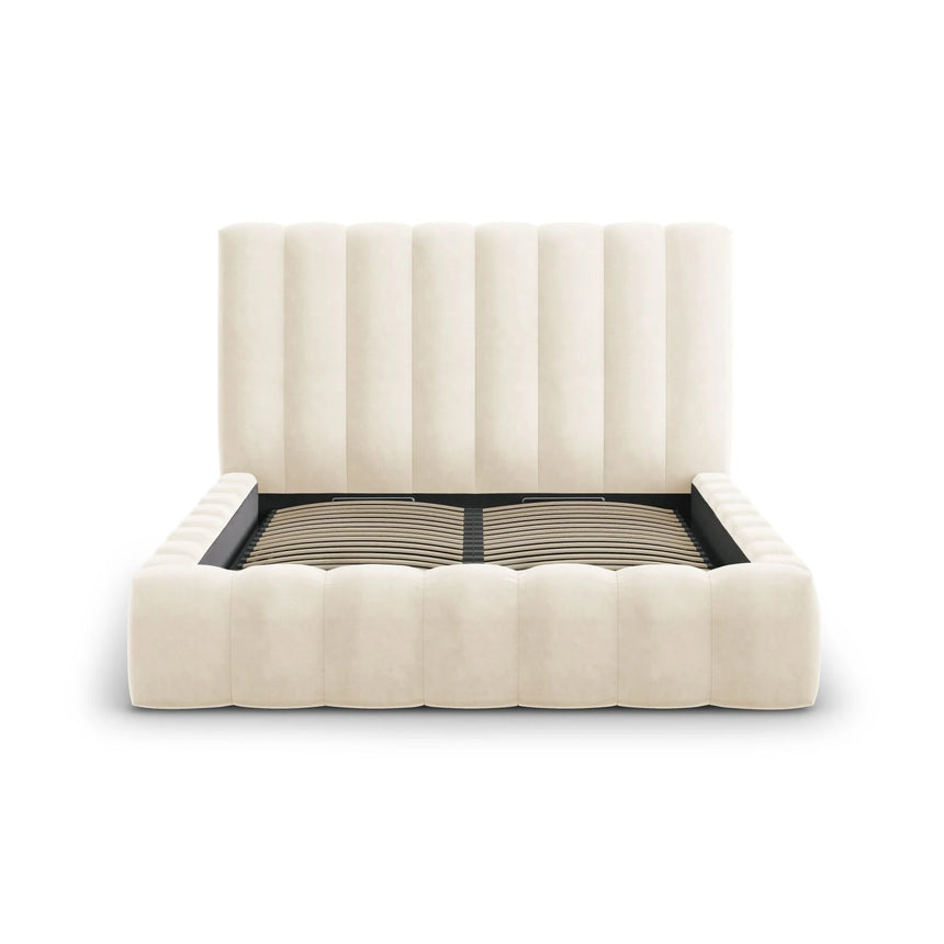 Kelp Bett mit Stauraum und Kopfteil in Samt (Blu22) in Leichtes Beige, 180x200 cm – Bild 5