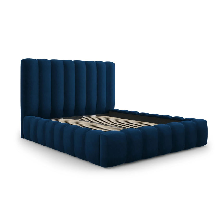 Kelp Bett mit Stauraum und Kopfteil in Samt (Blu86) in Königsblau, 160x200 cm – Bild 4