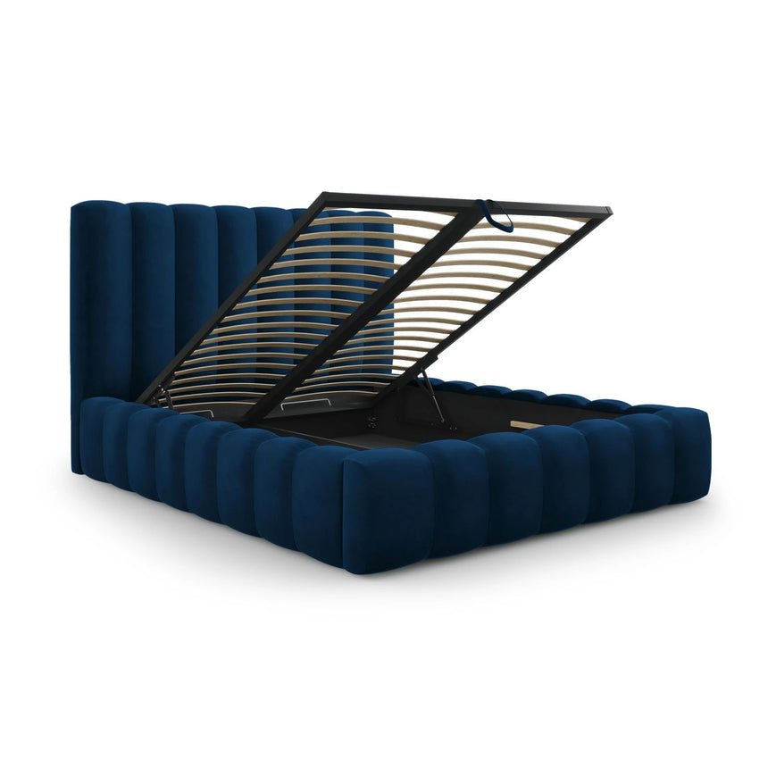 Kelp Bett mit Stauraum und Kopfteil in Samt (Blu86) in Königsblau, 160x200 cm – Bild 6