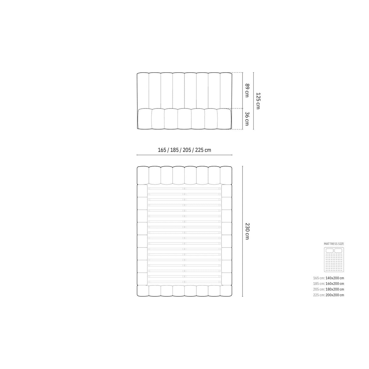 Kelp Bett mit Stauraum und Kopfteil in Strukturierter Stoff (Mol99) in Schwarz, 180x200 cm – Bild 2