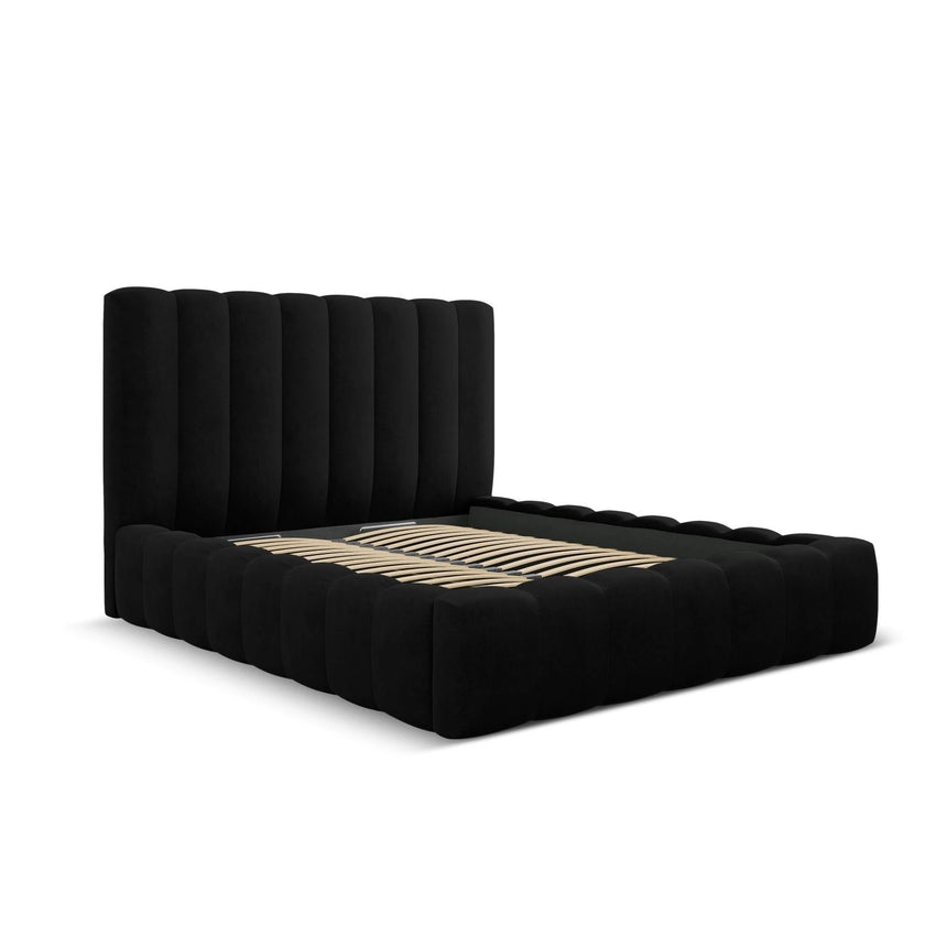 Kelp Bett mit Stauraum und Kopfteil in Strukturierter Stoff (Mol99) in Schwarz, 180x200 cm – Bild 3