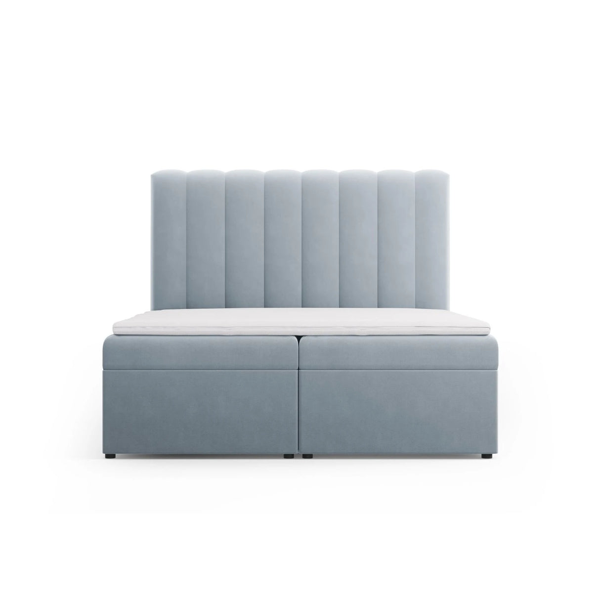 Kelp Boxspringbett mit Stauraum und Kopfteil in Samt (Blu06) in Hellblau, 160x200 cm – Bild 1