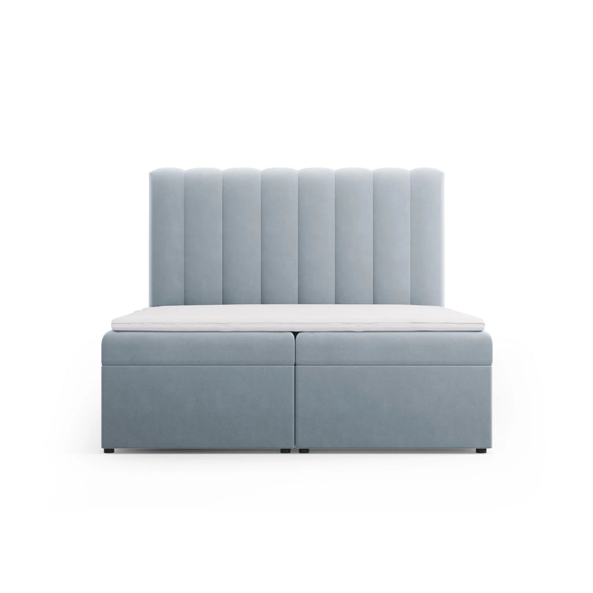 Kelp Boxspringbett mit Stauraum und Kopfteil in Samt (Blu06) in Hellblau, 160x200 cm – Bild 1