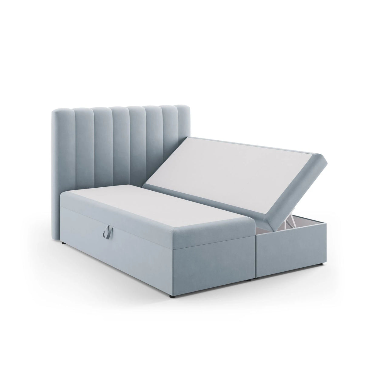 Kelp Boxspringbett mit Stauraum und Kopfteil in Samt (Blu06) in Hellblau, 160x200 cm – Bild 4