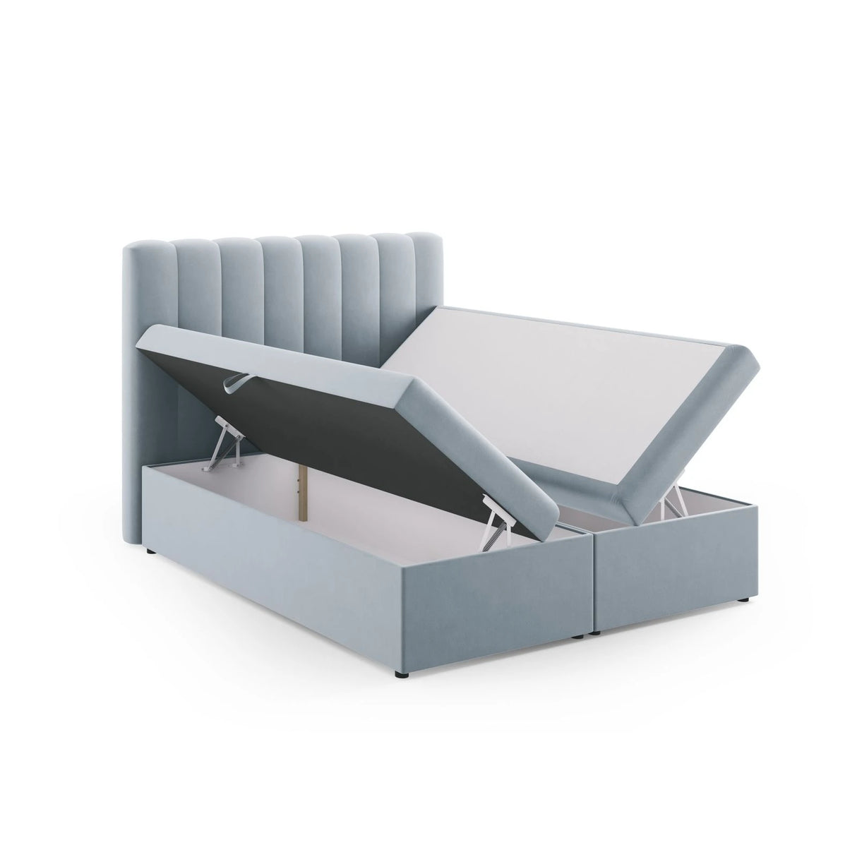 Kelp Boxspringbett mit Stauraum und Kopfteil in Samt (Blu06) in Hellblau, 160x200 cm – Bild 5