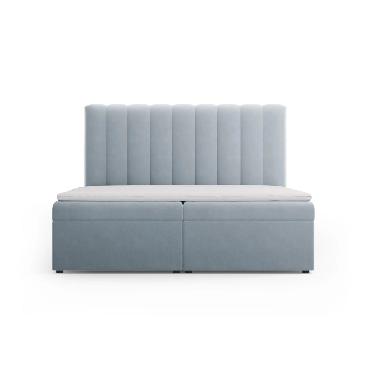 Kelp Boxspringbett mit Stauraum und Kopfteil in Samt (Blu06) in Hellblau, 180x200 cm – Bild 1