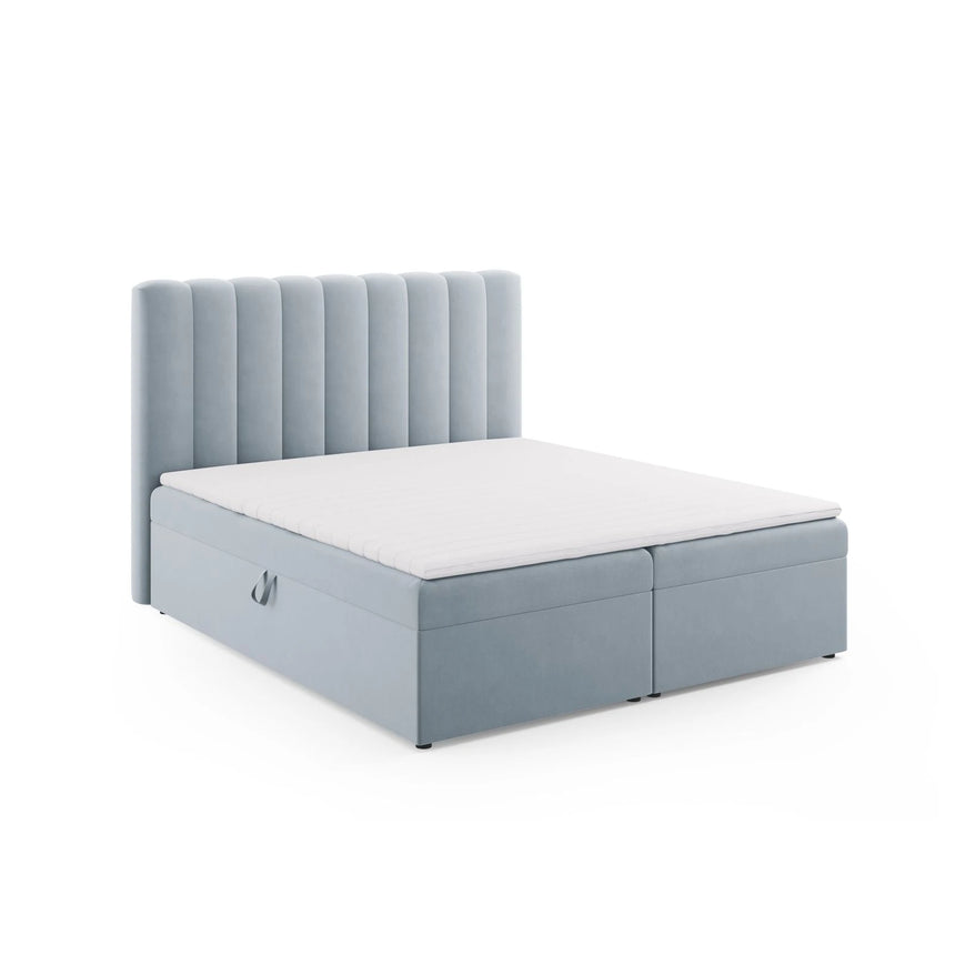 Kelp Boxspringbett mit Stauraum und Kopfteil in Samt (Blu06) in Hellblau, 180x200 cm – Bild 3