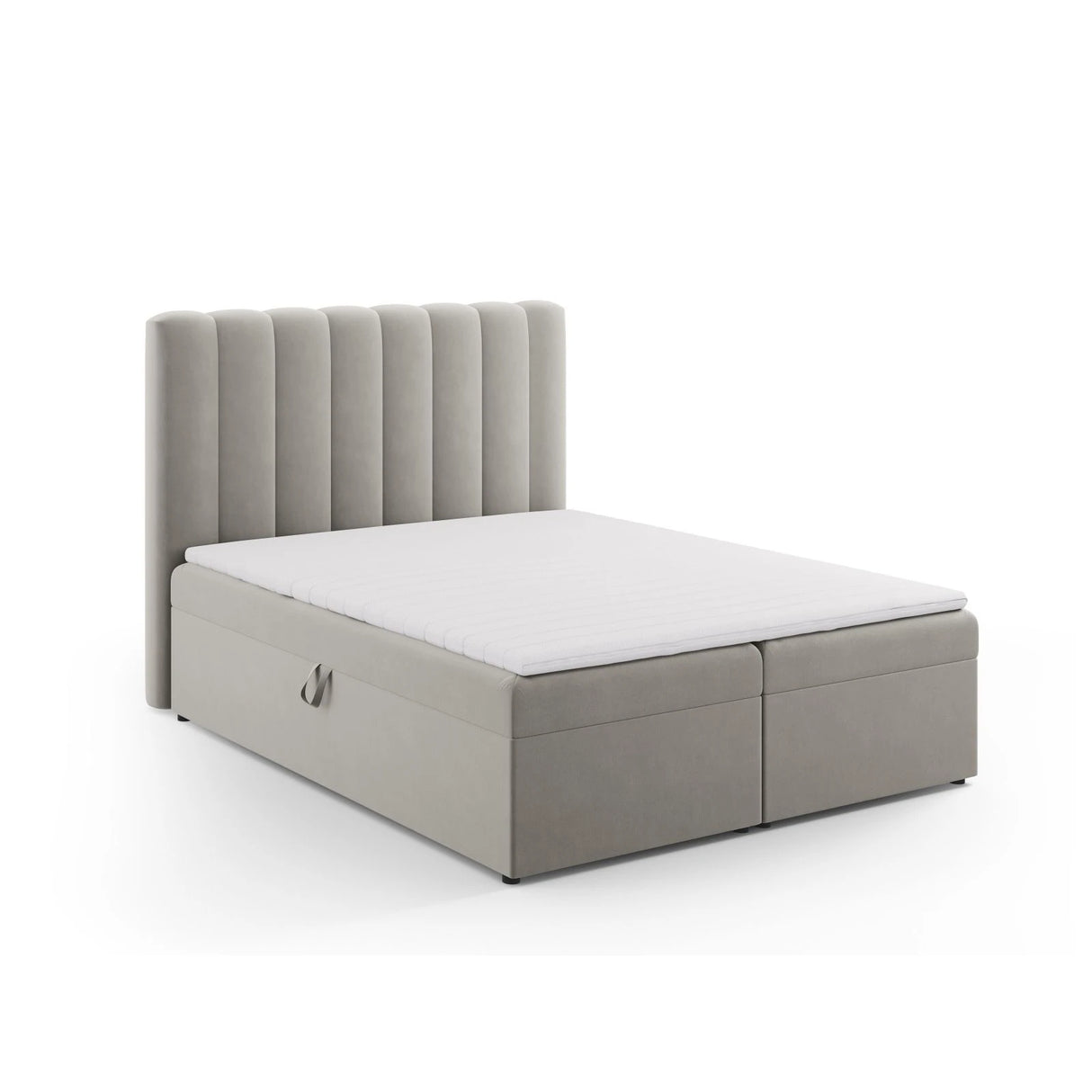 Kelp Boxspringbett mit Stauraum und Kopfteil in Samt (Blu13) in Hellgrau, 160x200 cm – Bild 3