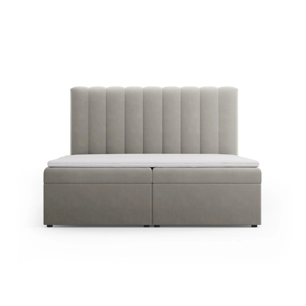 Kelp Boxspringbett mit Stauraum und Kopfteil in Samt (Blu13) in Hellgrau, 180x200 cm – Bild 1