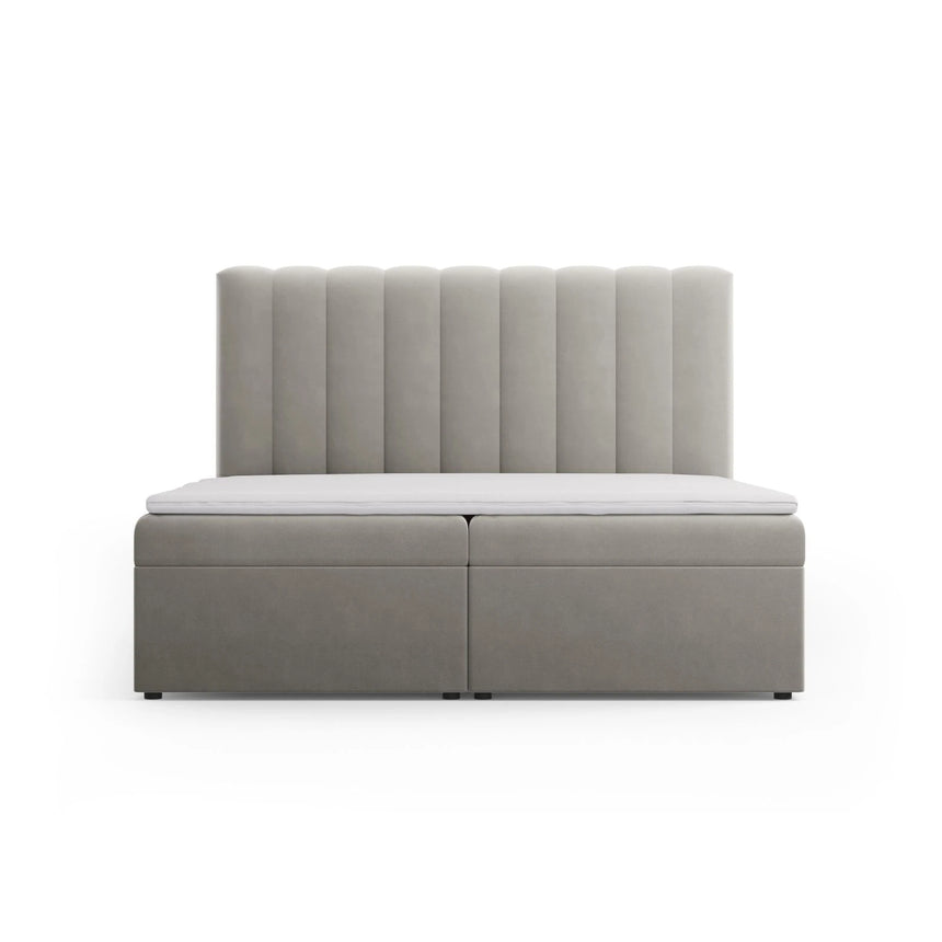 Kelp Boxspringbett mit Stauraum und Kopfteil in Samt (Blu13) in Hellgrau, 180x200 cm – Bild 1