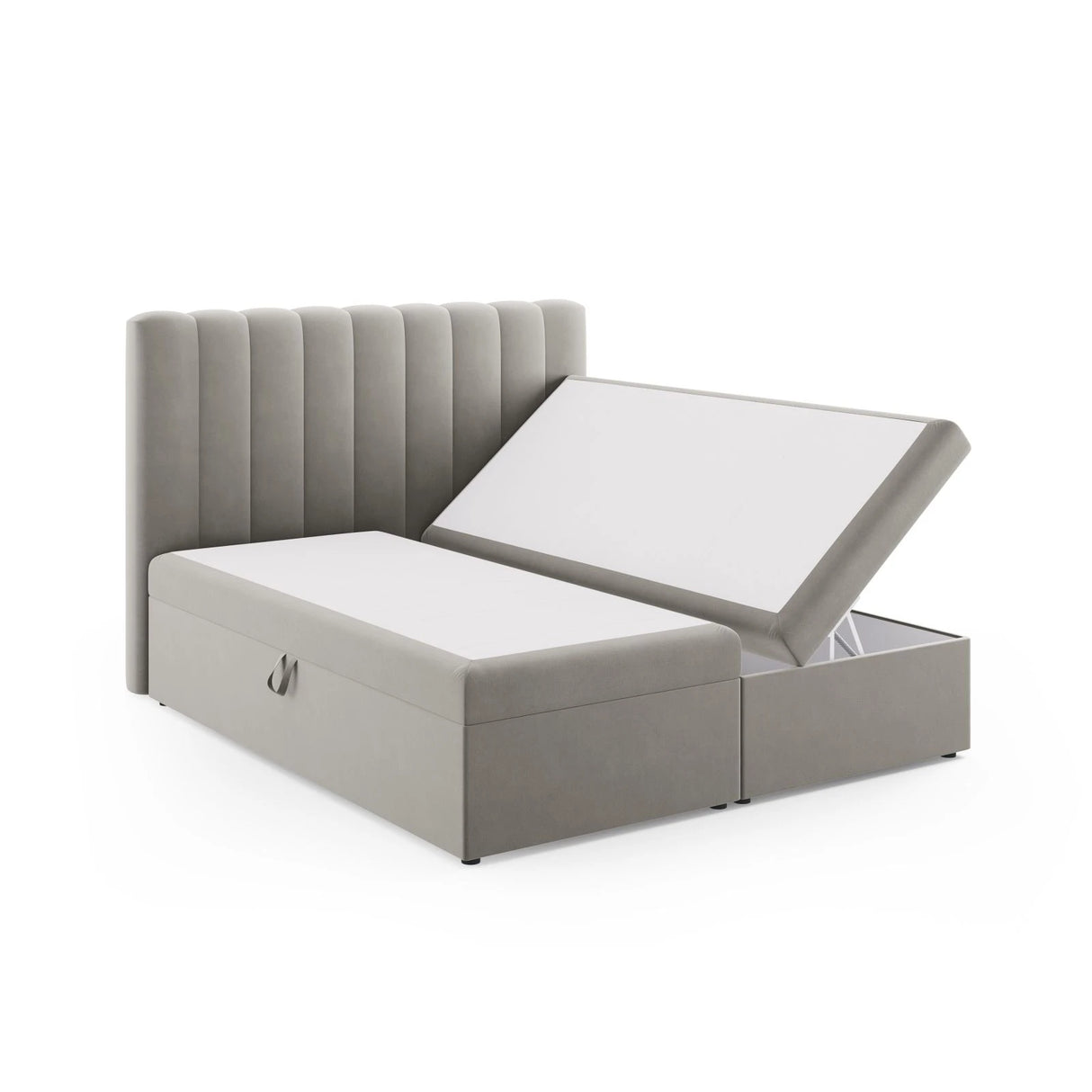 Kelp Boxspringbett mit Stauraum und Kopfteil in Samt (Blu13) in Hellgrau, 180x200 cm – Bild 4