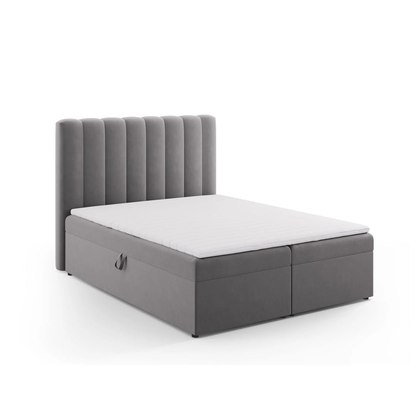 Kelp Boxspringbett mit Stauraum und Kopfteil in Samt (Blu14) in Grau, 160x200 cm – Bild 3