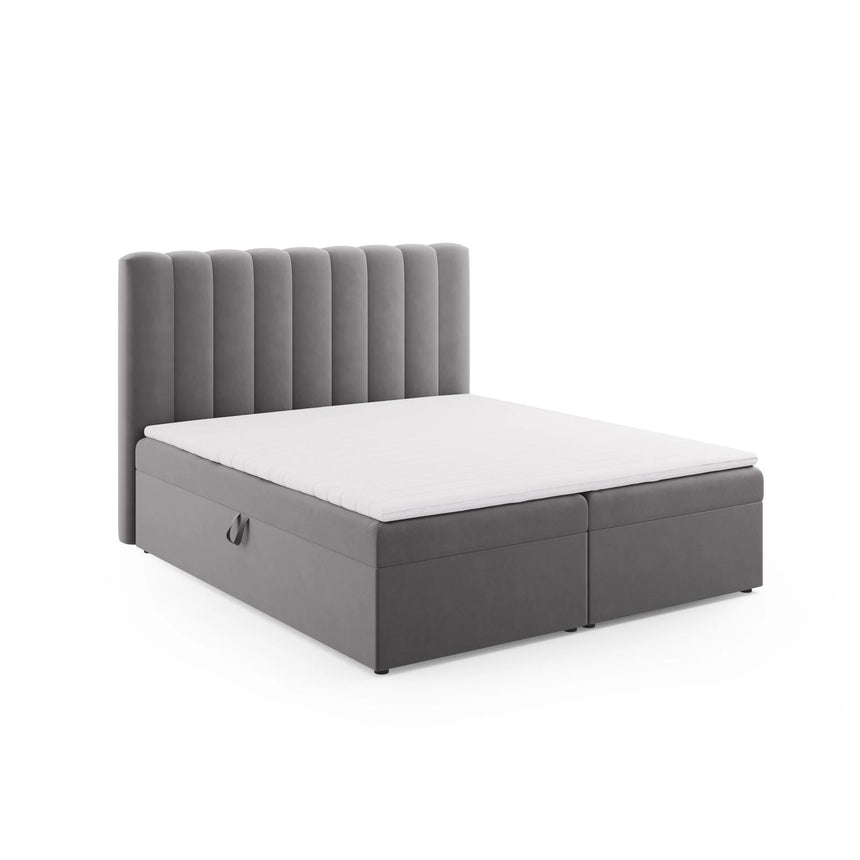 Kelp Boxspringbett mit Stauraum und Kopfteil in Samt (Blu14) in Grau, 180x200 cm – Bild 3