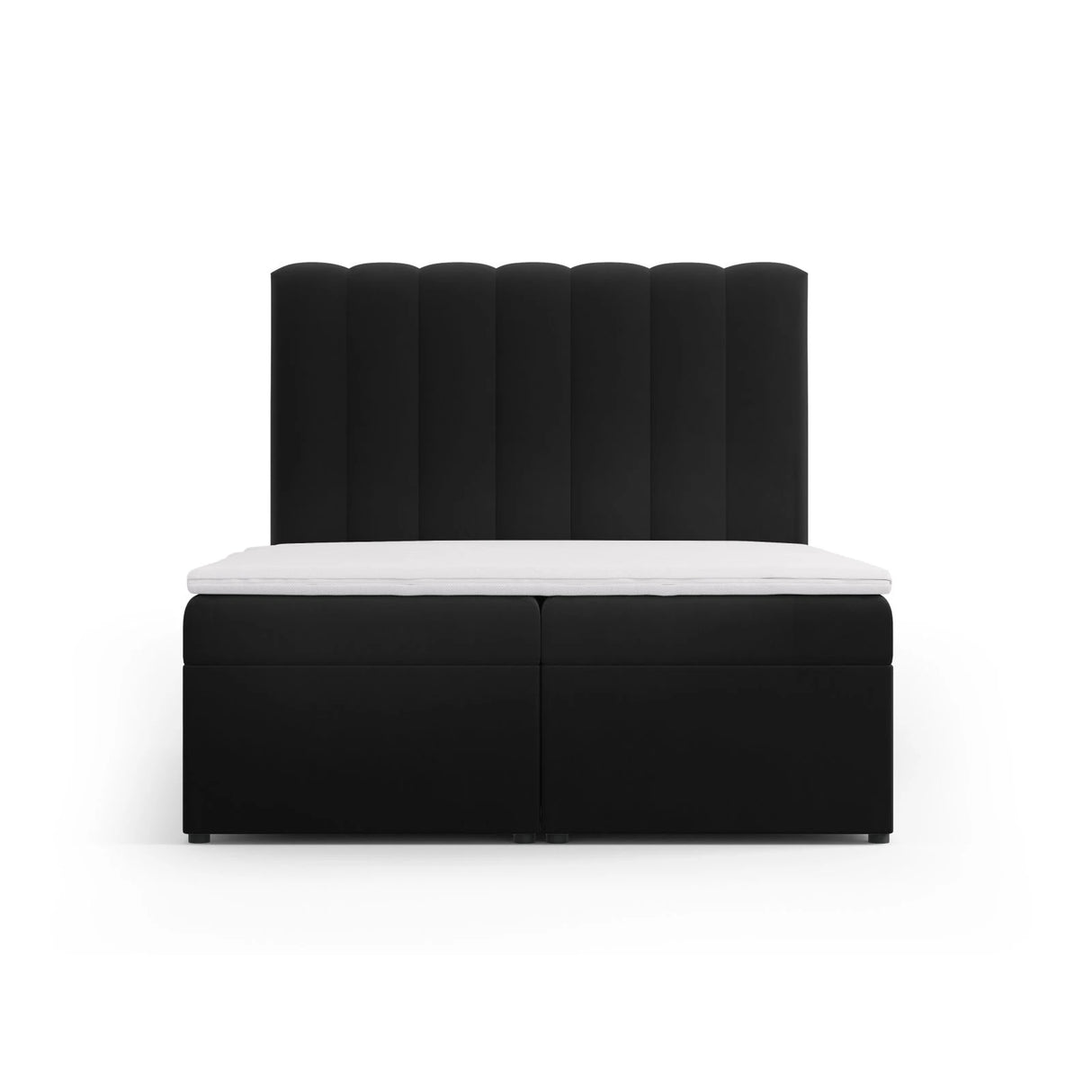 Kelp Boxspringbett mit Stauraum und Kopfteil in Samt (Blu19) in Schwarz, 140x200 cm – Bild 1