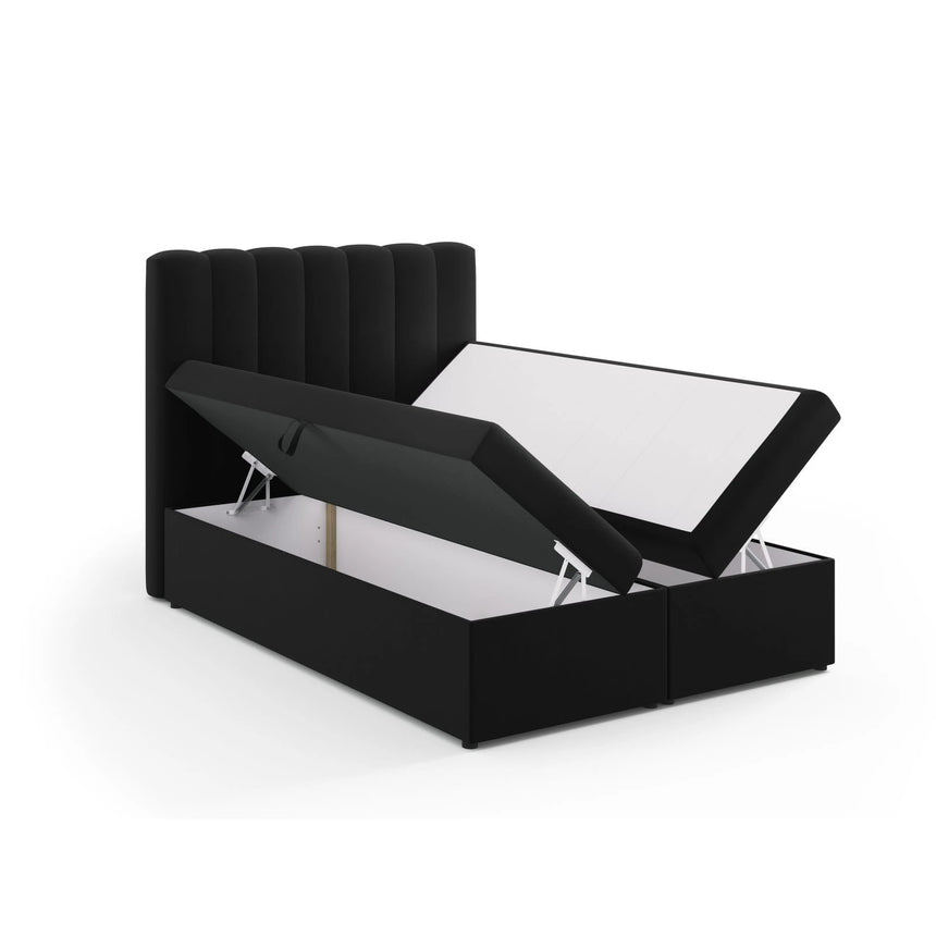Kelp Boxspringbett mit Stauraum und Kopfteil in Samt (Blu19) in Schwarz, 140x200 cm – Bild 5