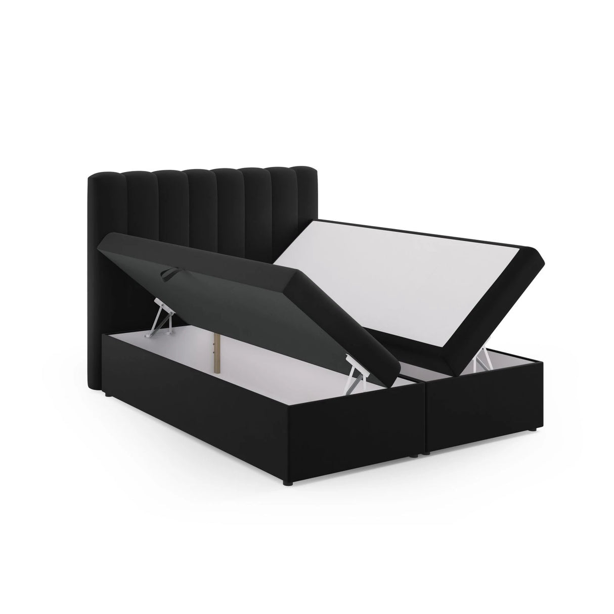 Kelp Boxspringbett mit Stauraum und Kopfteil in Samt (Blu19) in Schwarz, 160x200 cm – Bild 5