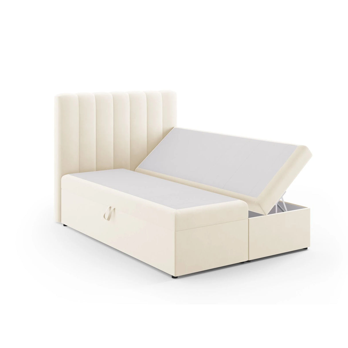 Kelp Boxspringbett mit Stauraum und Kopfteil in Samt (Blu22) in Leichtes Beige, 140x200 cm – Bild 4