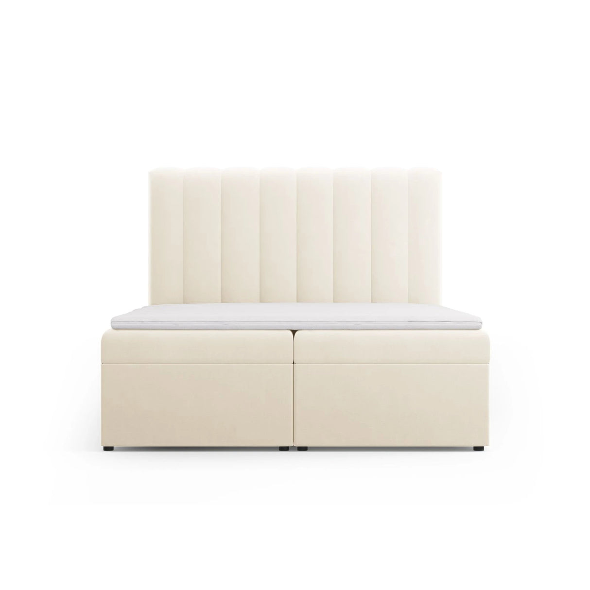 Kelp Boxspringbett mit Stauraum und Kopfteil in Samt (Blu22) in Leichtes Beige, 160x200 cm – Bild 1