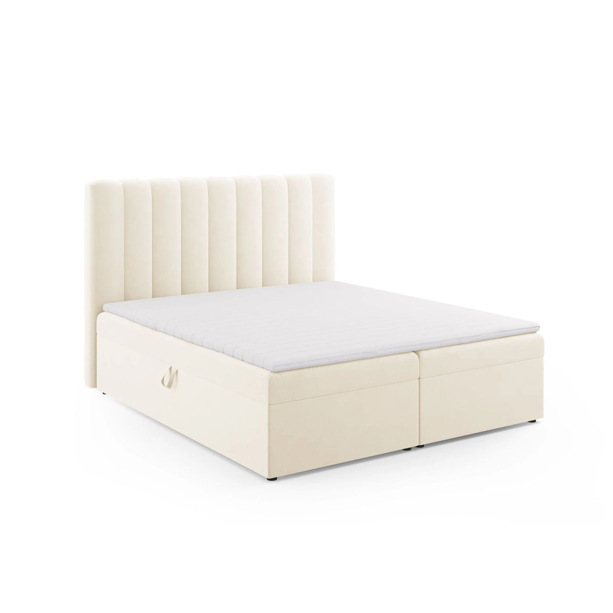 Kelp Boxspringbett mit Stauraum und Kopfteil in Samt (Blu22) in Leichtes Beige, 180x200 cm – Bild 3