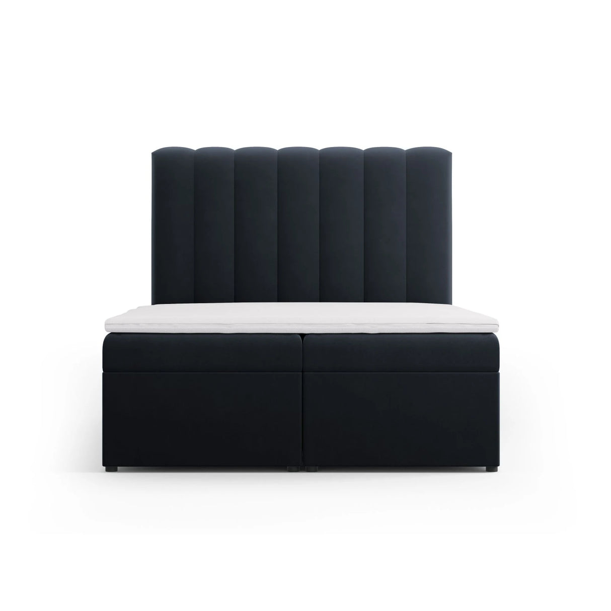 Kelp Boxspringbett mit Stauraum und Kopfteil in Samt (Blu89) in Dunkelblau, 140x200 cm – Bild 1