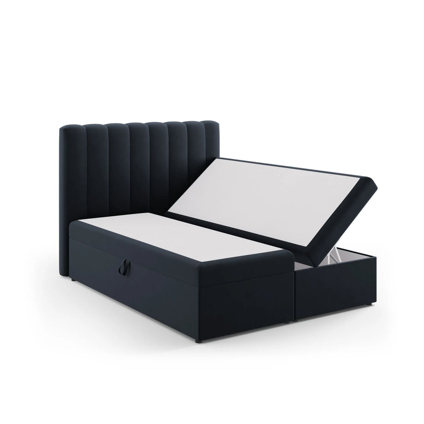 Kelp Boxspringbett mit Stauraum und Kopfteil in Samt (Blu89) in Dunkelblau, 160x200 cm – Bild 4