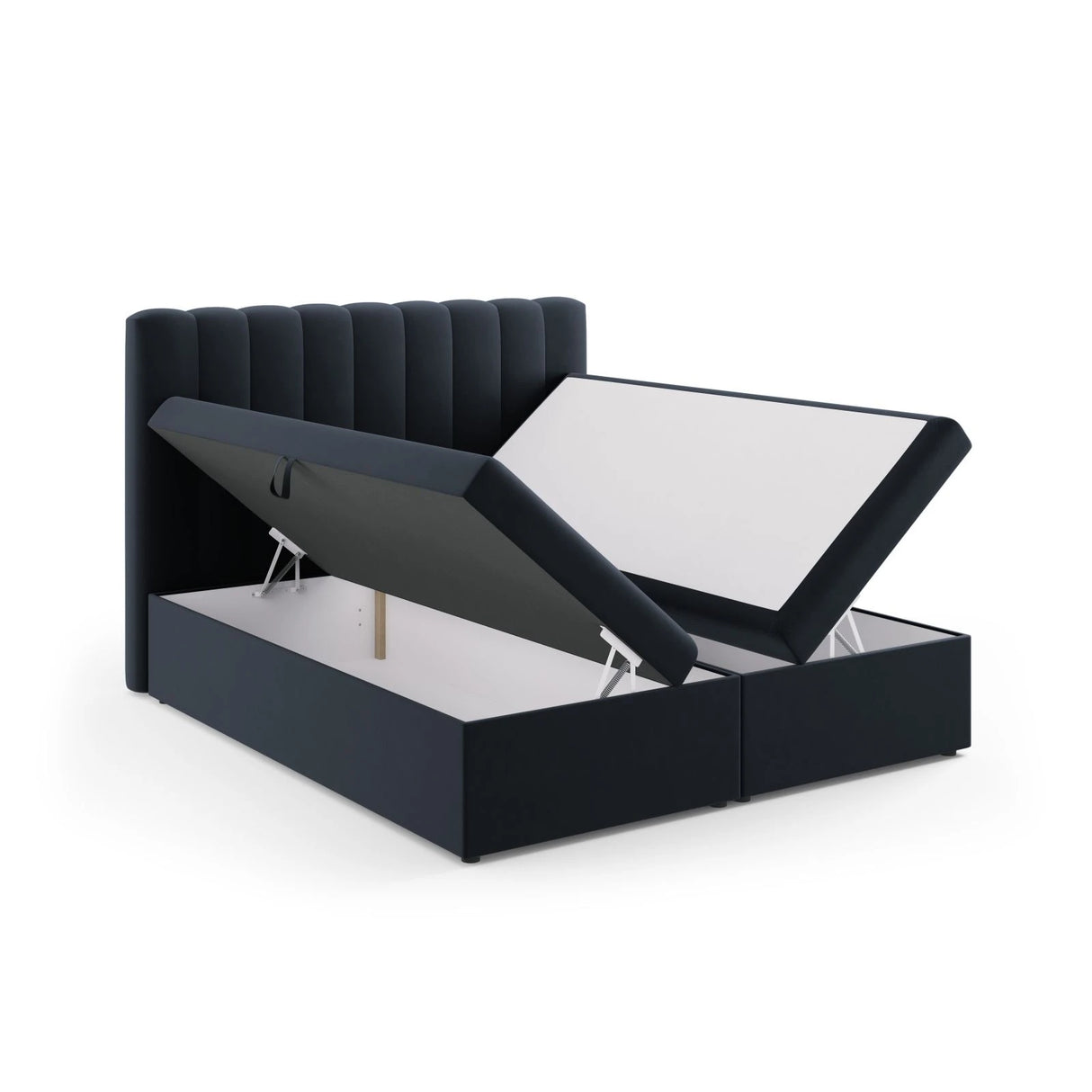 Kelp Boxspringbett mit Stauraum und Kopfteil in Samt (Blu89) in Dunkelblau, 180x200 cm – Bild 5