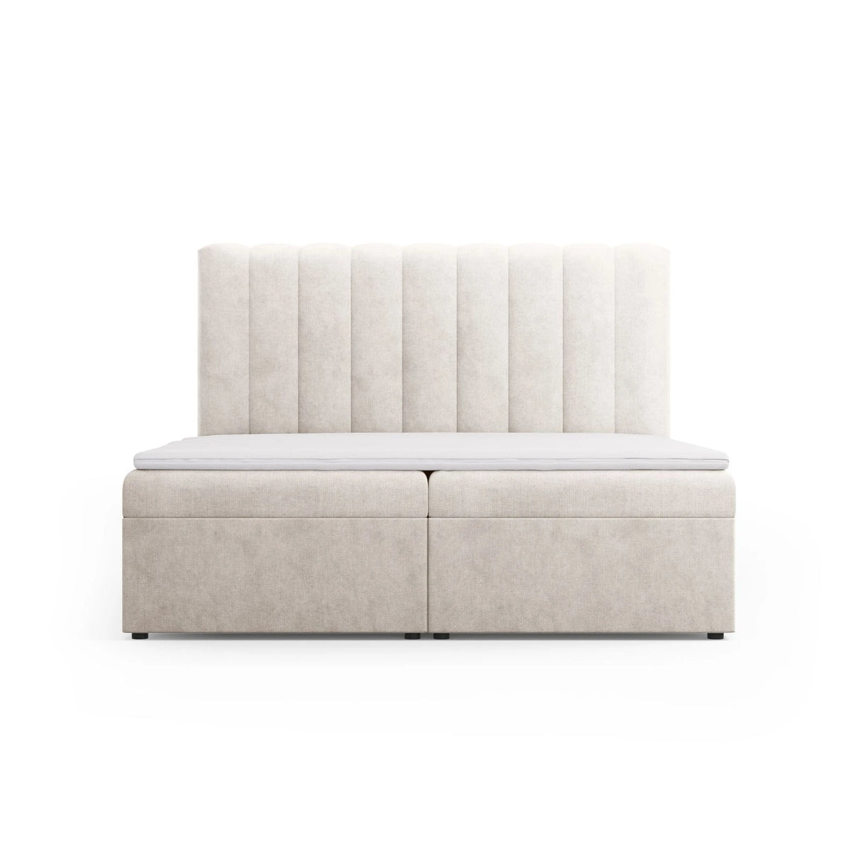 Kelp Boxspringbett mit Stauraum und Kopfteil in Samt oder Strukturstoff, 180x200 cm – Bild 1