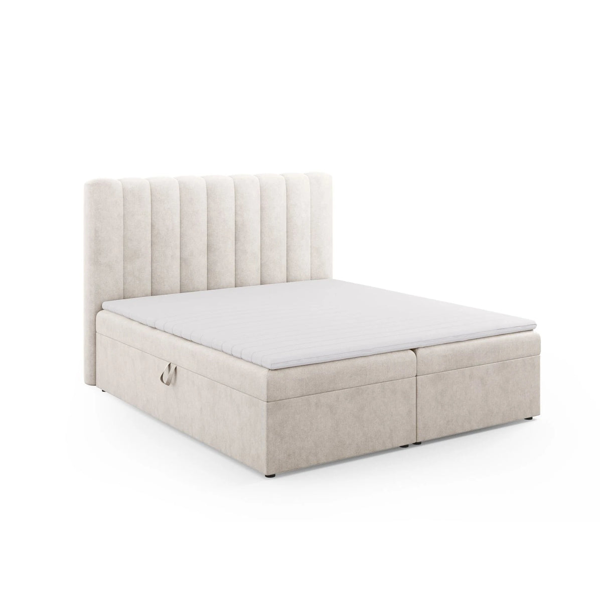 Kelp Boxspringbett mit Stauraum und Kopfteil in Samt oder Strukturstoff, 180x200 cm – Bild 3