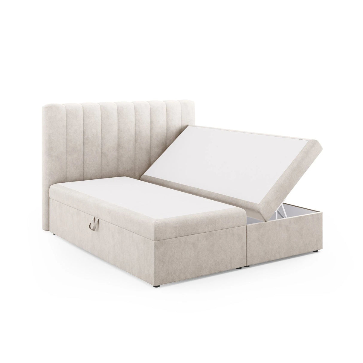 Kelp Boxspringbett mit Stauraum und Kopfteil in Samt oder Strukturstoff, 180x200 cm – Bild 4