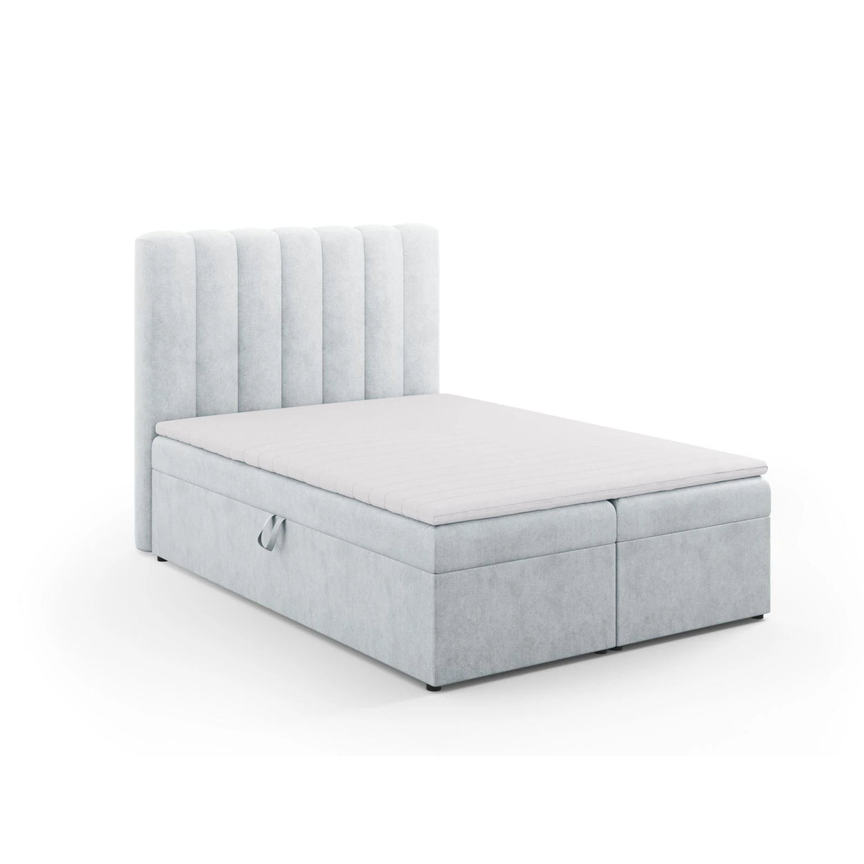 Kelp Boxspringbett mit Stauraum und Kopfteil in Strukturierter Stoff (Mol70) in Hellgrau, 140x200 cm – Bild 3