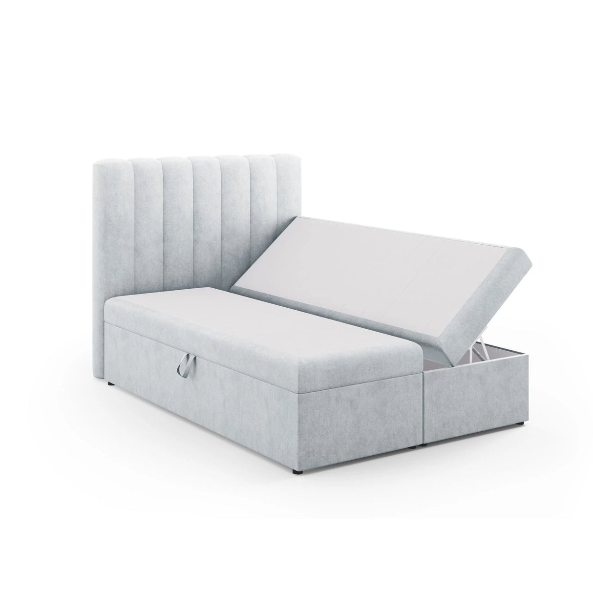 Kelp Boxspringbett mit Stauraum und Kopfteil in Strukturierter Stoff (Mol70) in Hellgrau, 140x200 cm – Bild 4