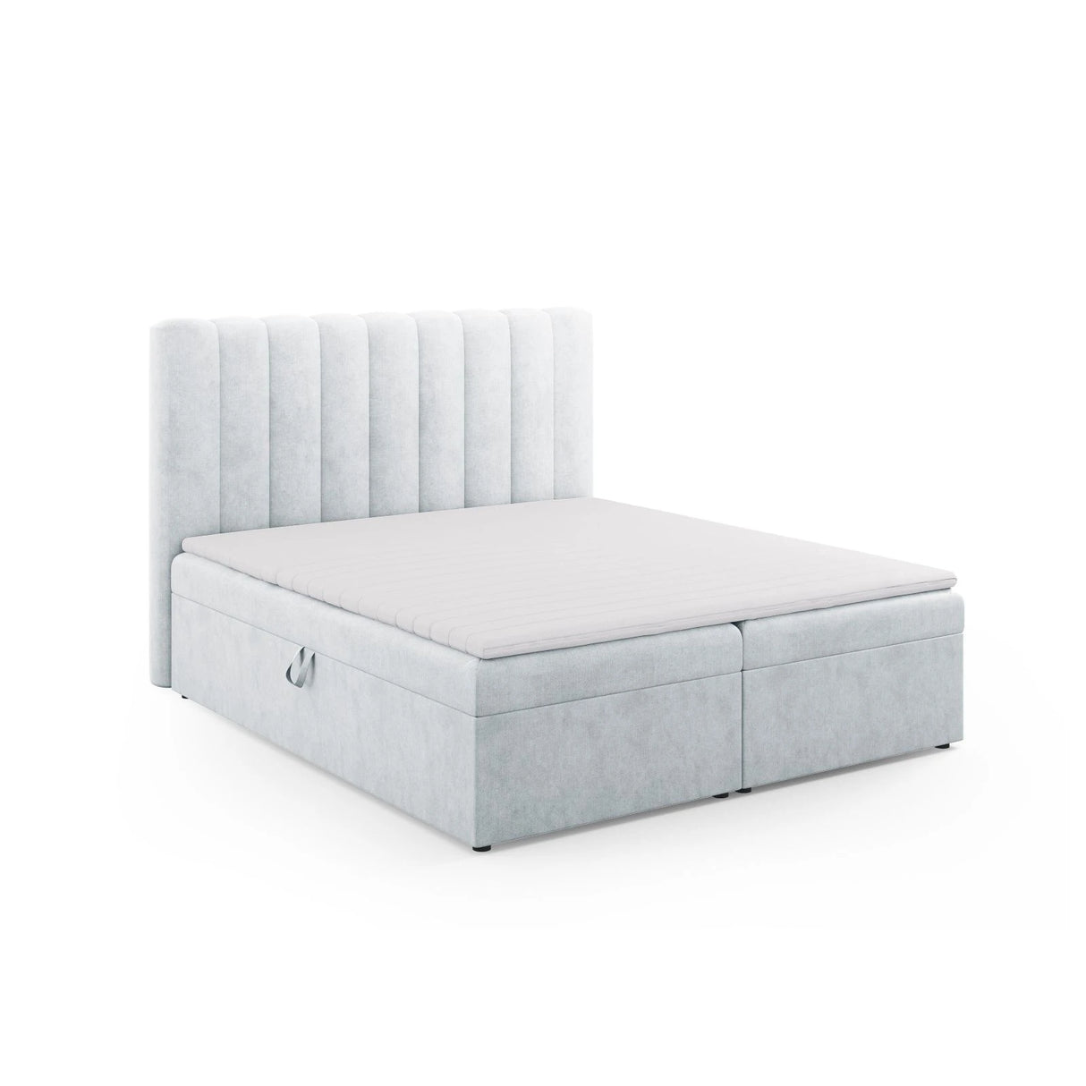 Kelp Boxspringbett mit Stauraum und Kopfteil in Strukturierter Stoff (Mol70) in Hellgrau, 180x200 cm – Bild 3