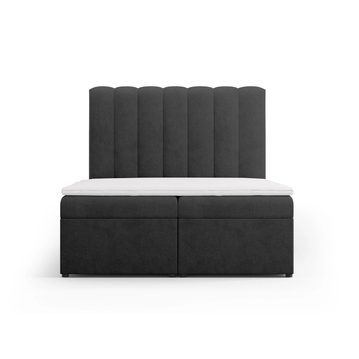 Kelp Boxspringbett mit Stauraum und Kopfteil in Strukturierter Stoff (Mol97) in Anthrazit, 140x200 cm – Bild 1