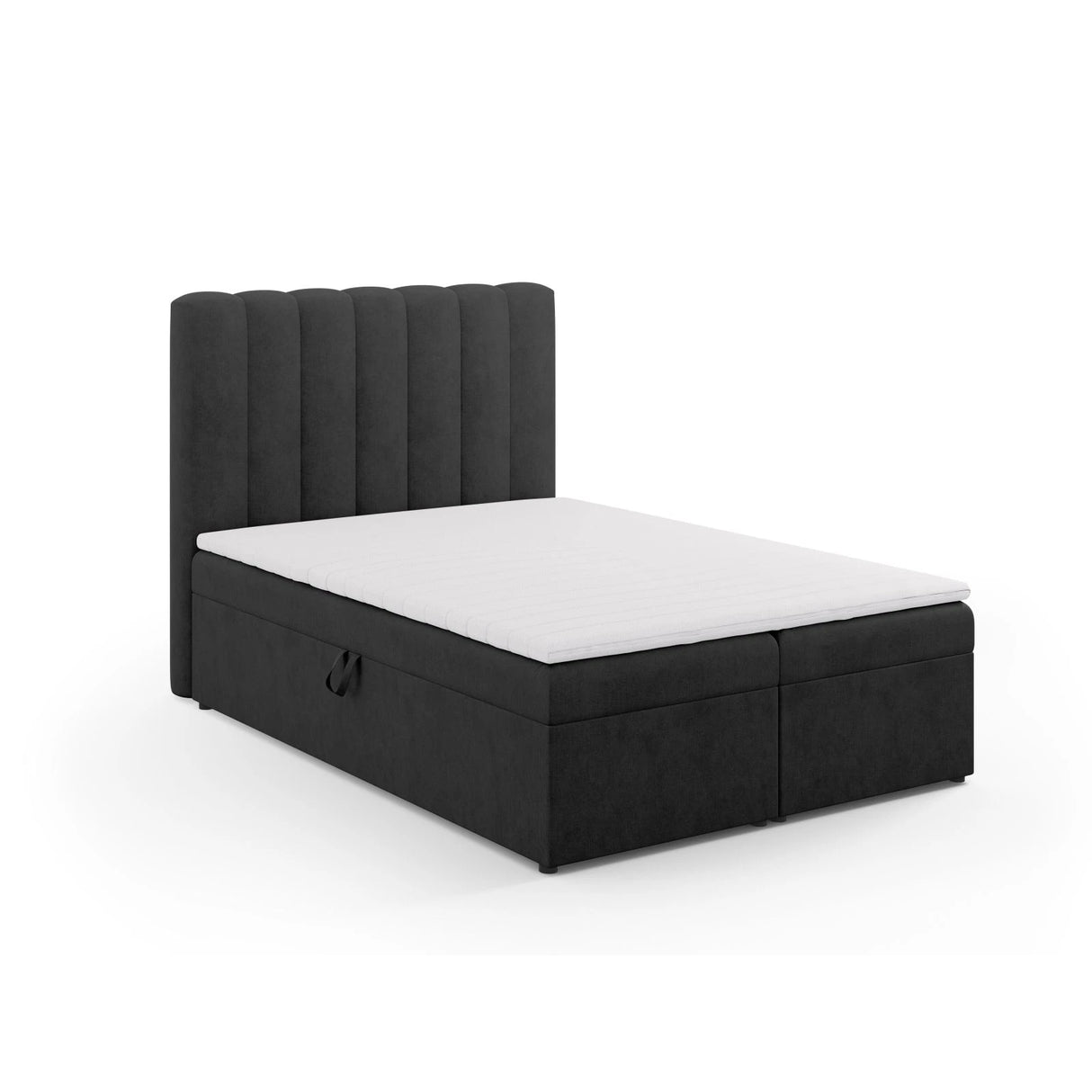 Kelp Boxspringbett mit Stauraum und Kopfteil in Strukturierter Stoff (Mol97) in Anthrazit, 140x200 cm – Bild 3