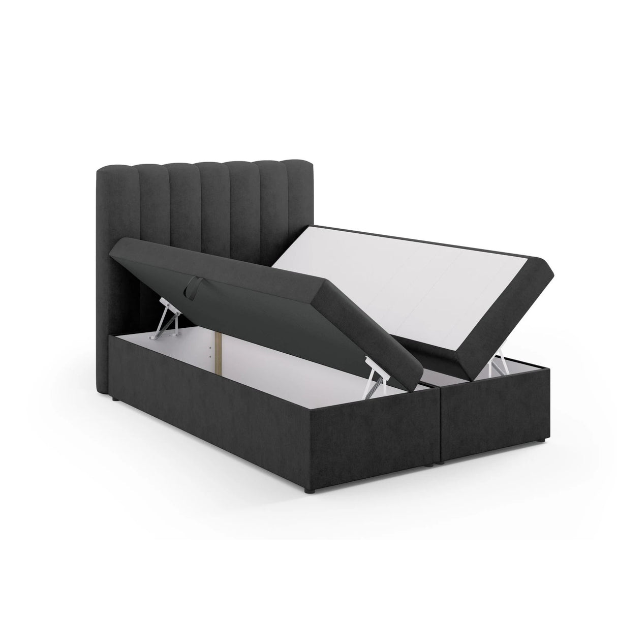 Kelp Boxspringbett mit Stauraum und Kopfteil in Strukturierter Stoff (Mol97) in Anthrazit, 140x200 cm – Bild 5
