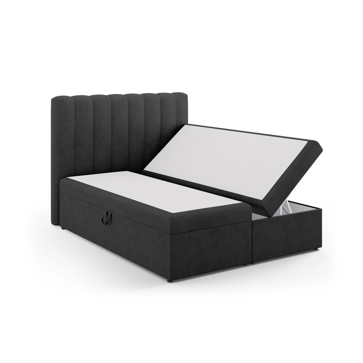 Kelp Boxspringbett mit Stauraum und Kopfteil in Strukturierter Stoff (Mol97) in Anthrazit, 160x200 cm – Bild 4